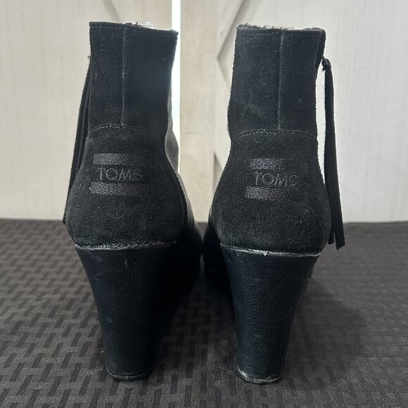 TOMS Desert High Wedge Suede & Leather Bootie - Picture 7 of 11